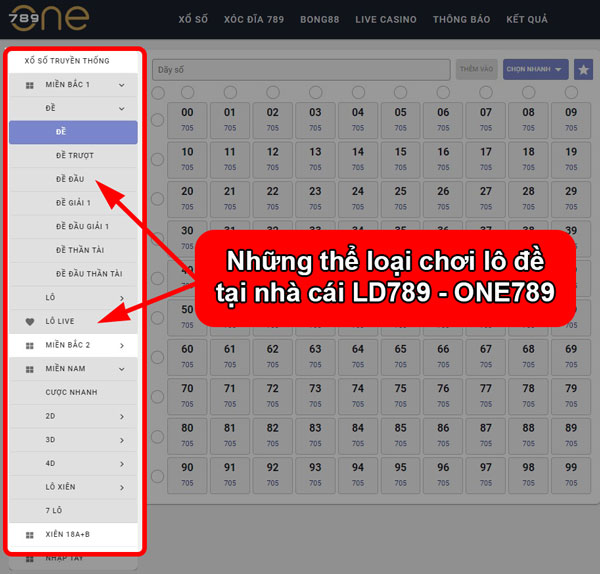 Thể loại chơi lô đề có trong LD789 - ONE789